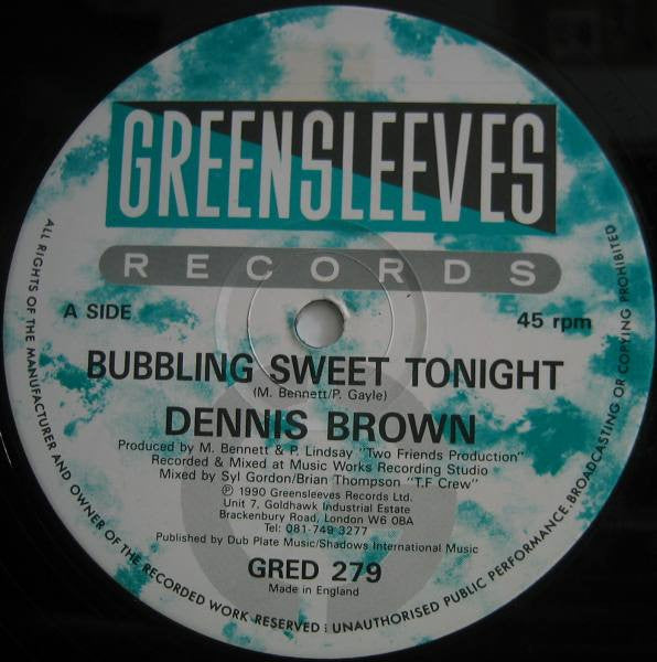 Dennis Brown : Bubbling Sweet Tonight (12")