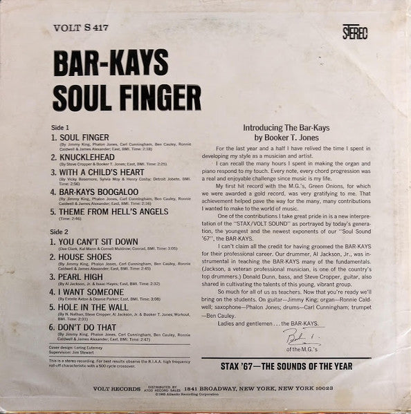 Bar-Kays : Soul Finger (LP, Album)