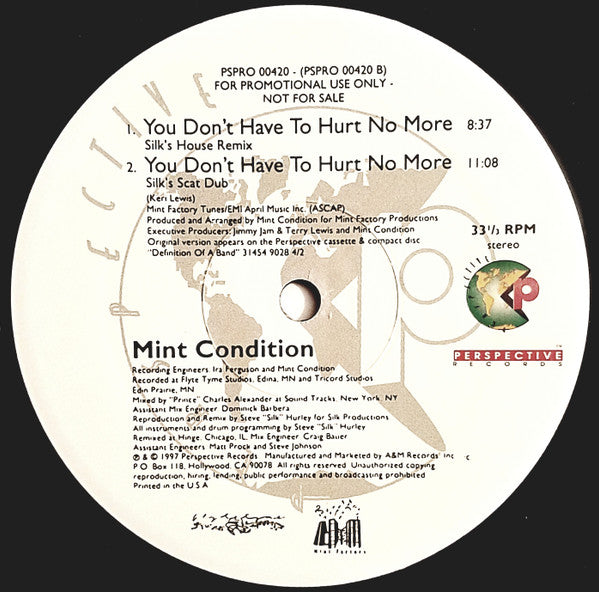 Mint Condition : You Don't Have To Hurt No More (12", Promo)