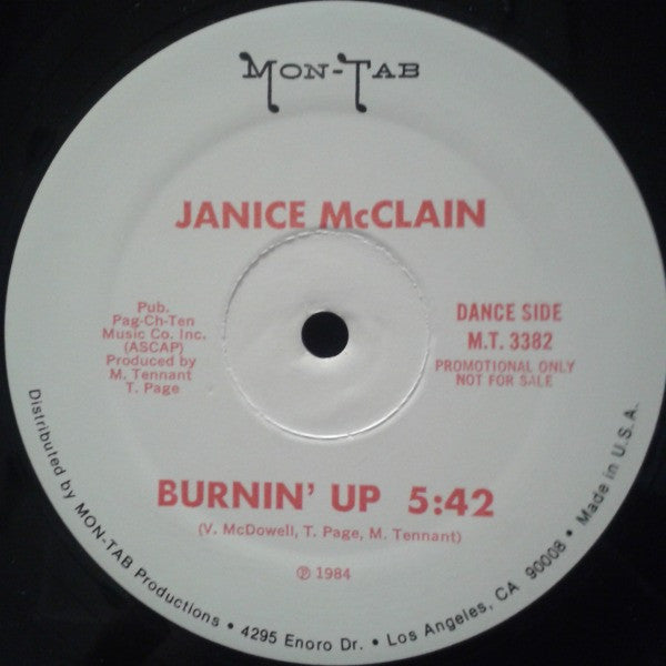 Janice McClain : Burnin' Up (12", Promo)