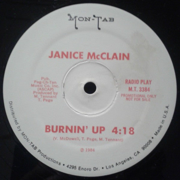 Janice McClain : Burnin' Up (12", Promo)