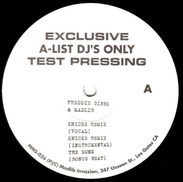 Freddie Gibbs & Madlib : Knicks Remix (12", EP)