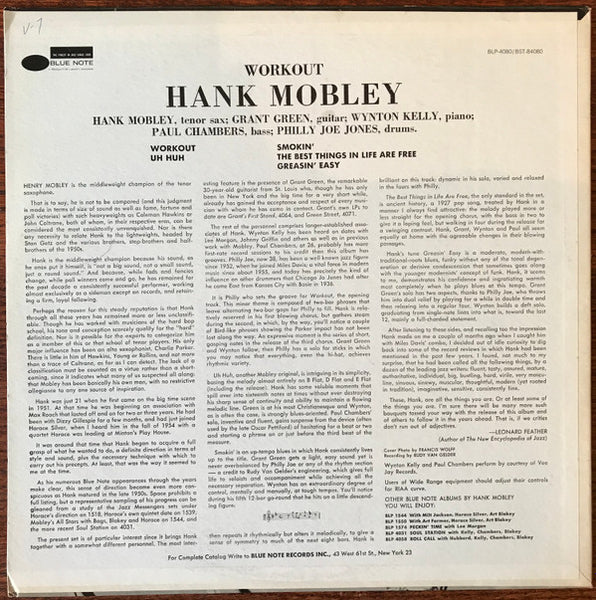 Hank Mobley : Workout (LP, Album, RE)