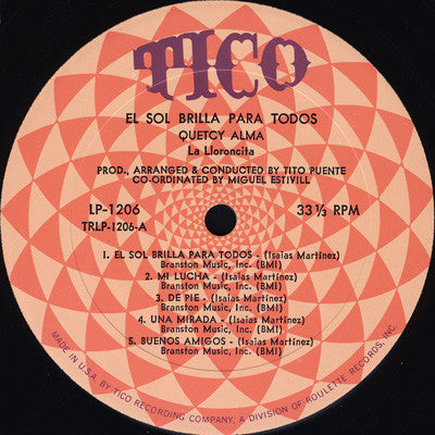 Quetcy Alma (La Lloroncita) : El Sol Brilla Para Todos (LP, Album, Mono)