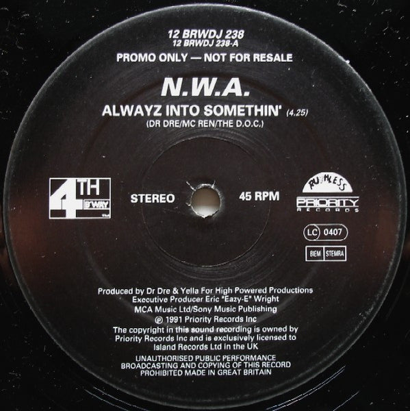 N.W.A. : Alwayz Into Somethin' (12", Promo)