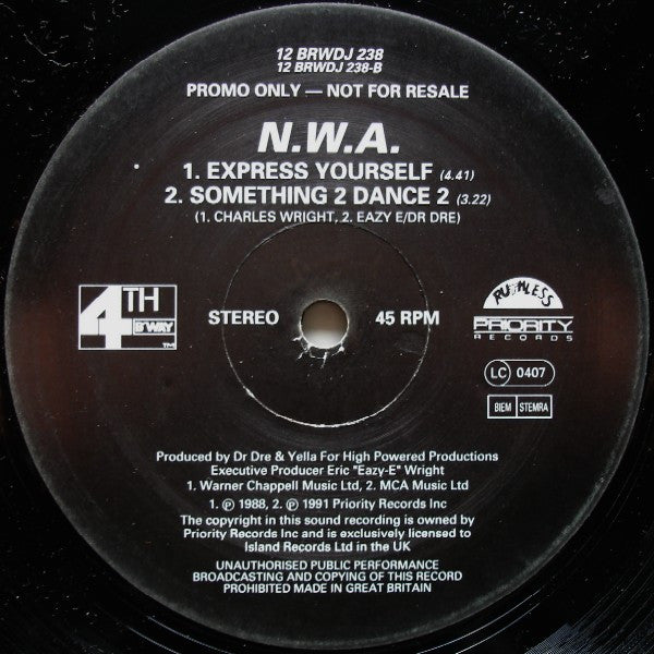 N.W.A. : Alwayz Into Somethin' (12", Promo)