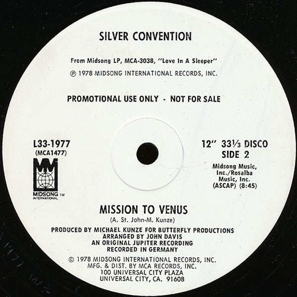 Silver Convention : Spend The Night With Me (12", Promo, Pin)