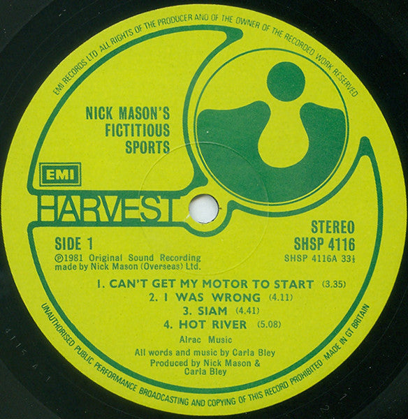 Nick Mason : Nick Mason's Fictitious Sports (LP, Album)