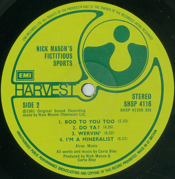 Nick Mason : Nick Mason's Fictitious Sports (LP, Album)