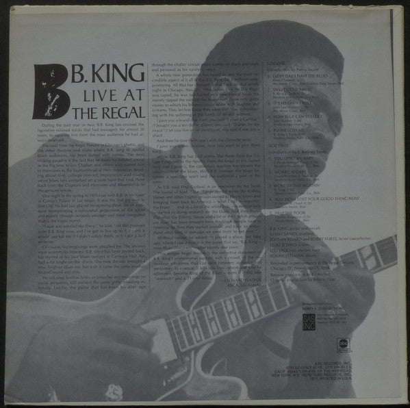B.B. King : Live At The Regal (LP, Album, RE)