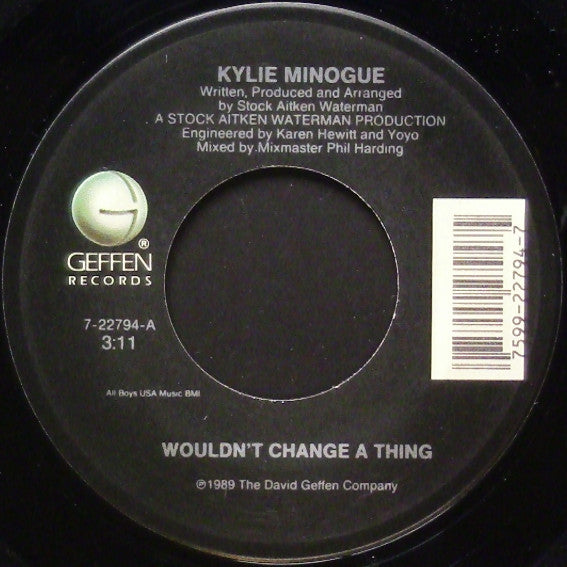 Kylie Minogue : Wouldn't Change A Thing (7", Single)