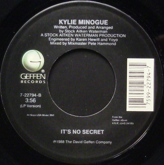 Kylie Minogue : Wouldn't Change A Thing (7", Single)