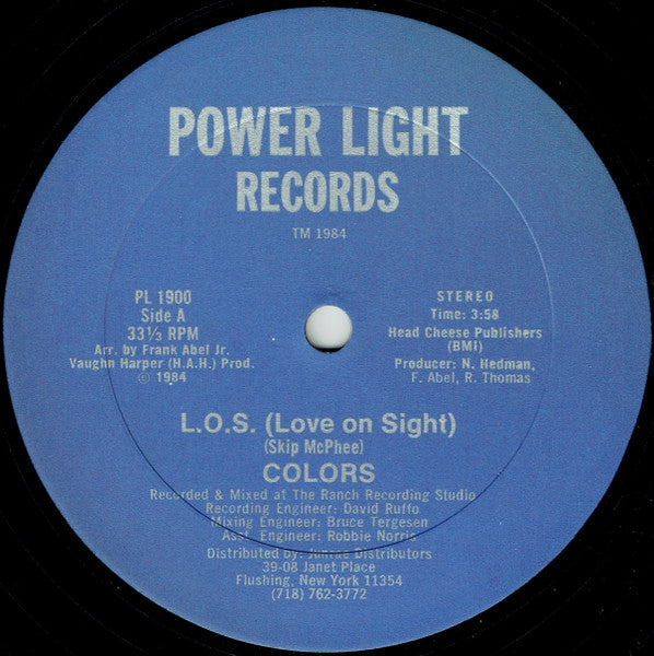 Colors (3) : L.O.S. (Love On Sight) (12")
