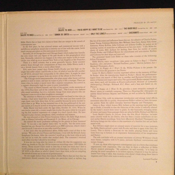 Eddie Harris : For Bird And Bags (LP, Album, Gat)