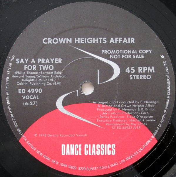 Crown Heights Affair / The Frontline Orchestra* : Say A Prayer For Two / Don't Turn Your Back On Me (12", Promo)