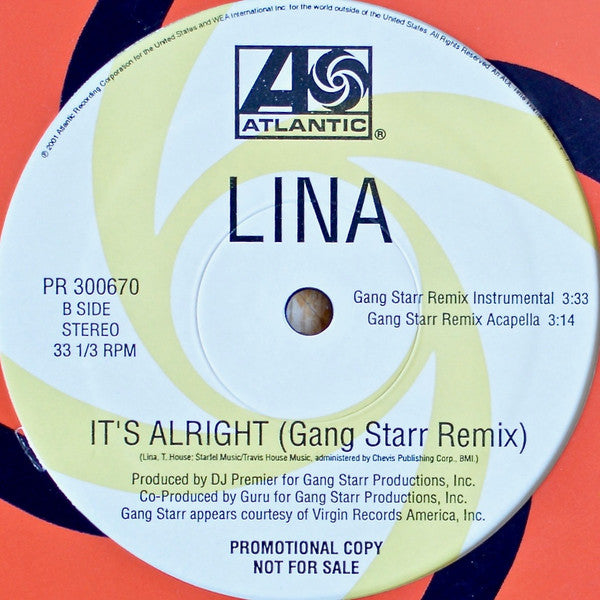 Lina : It's Alright (Gang Starr Remix) (12", Promo)