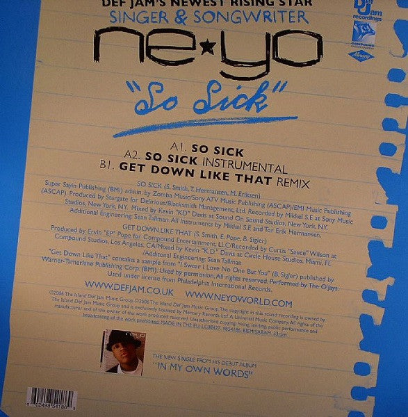 Ne-Yo : So Sick (12", Single)