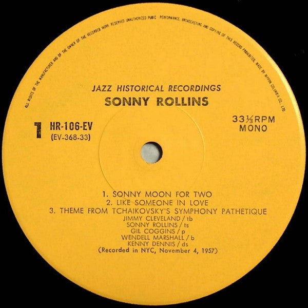 Sonny Rollins Quintet, Thad Jones And His Ensemble : Sonny Rollins Plays (LP, Album, Mono, RE)