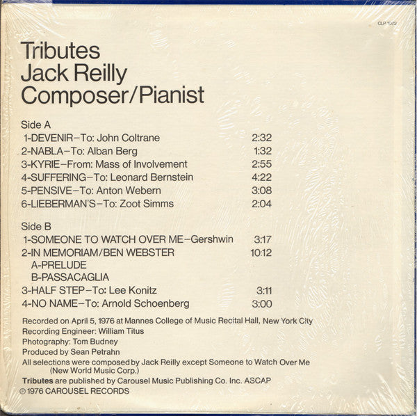 Jack Reilly : Tributes (LP, Album)