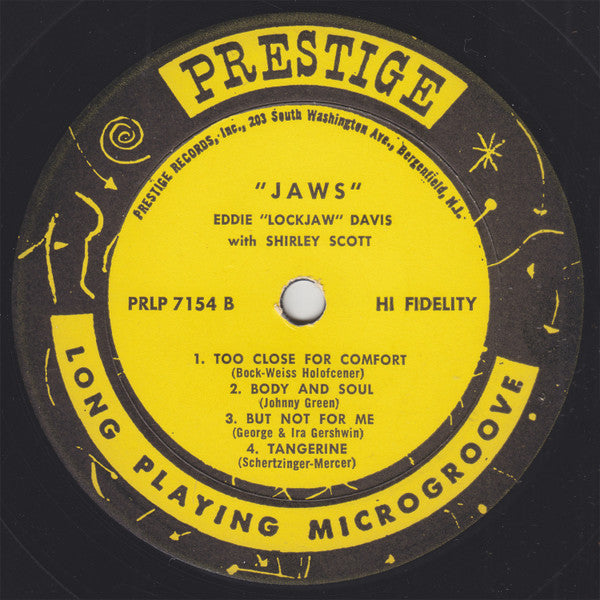 Eddie "Lockjaw" Davis With Shirley Scott : Jaws (LP, Album, Mono)