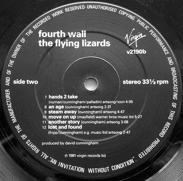 The Flying Lizards : Fourth Wall (LP, Album)