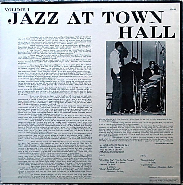 Illinois Jacquet, Arnett Cobb With Milt Buckner, Panama Francis : Jazz At Town Hall (LP, Album)