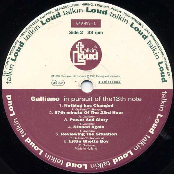 Galliano : In Pursuit Of The 13th Note (LP, Album)