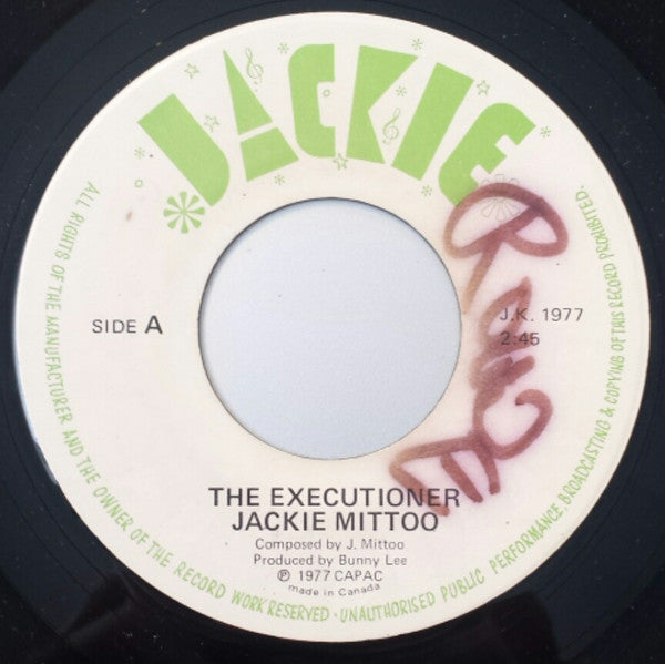 Jackie Mittoo : The Executioner / Ram Jam Dub (7")