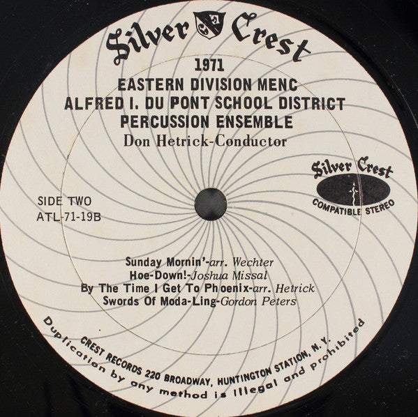 Alfred I Du Pont School District Percussion Ensemble : 1971 - Eastern MENC (LP)