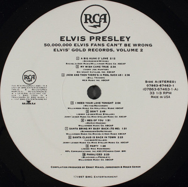 Elvis Presley : 50,000,000 Elvis Fans Can't Be Wrong - Elvis' Gold Records - Volume 2 (LP, Comp, RE, RM)