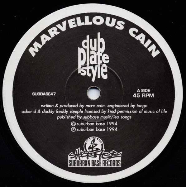 Marvellous Cain : Dub Plate Style (10")