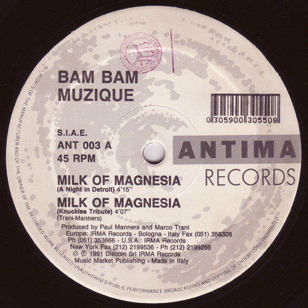 Bam Bam Musique : Milk Of Magnesia (12")
