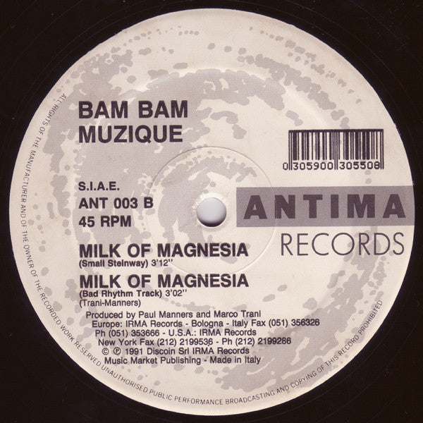 Bam Bam Musique : Milk Of Magnesia (12")