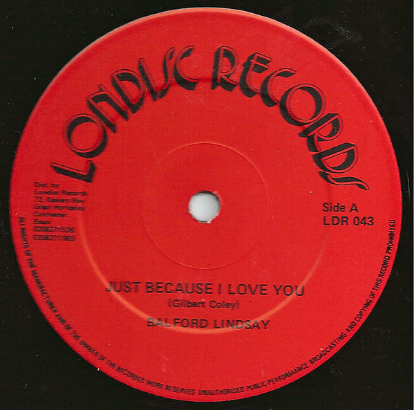 Balford Lindsay : Just Because I Love You (12")