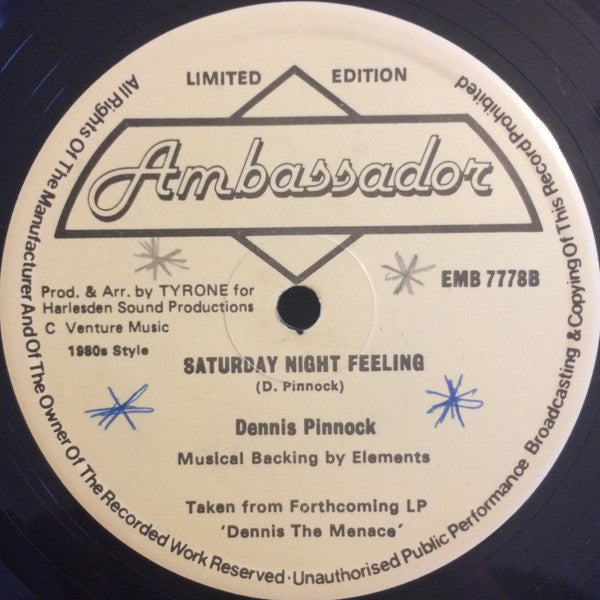Dennis Pinnock : The Feeling / Saturday Night Feeling  (12", Ltd)