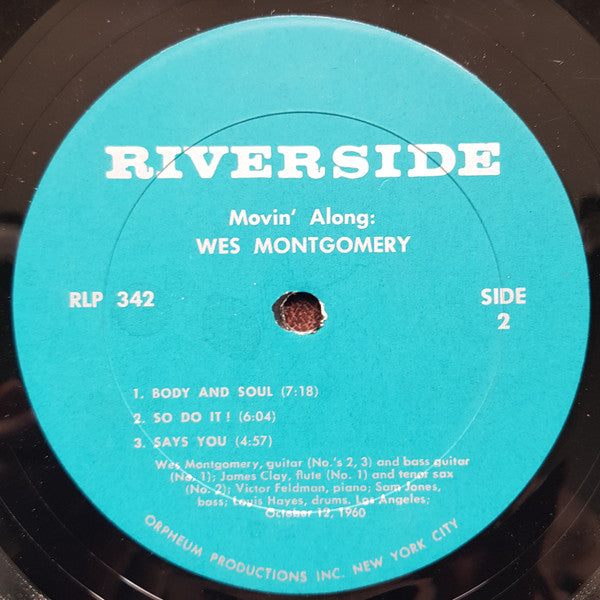 Wes Montgomery : Movin' Along (LP, Album, Mono, RP)