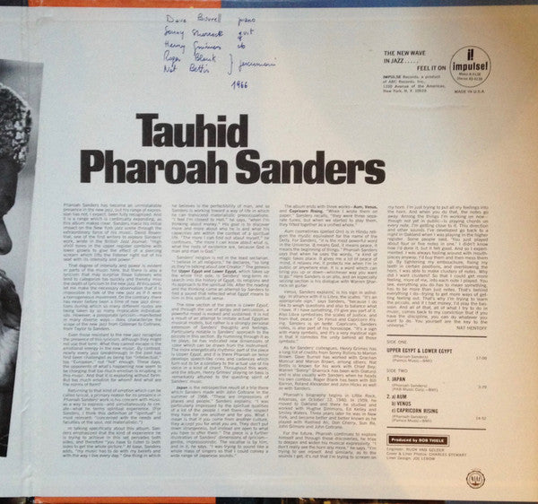 Pharoah Sanders : Tauhid (LP, Album, RE, Gat)
