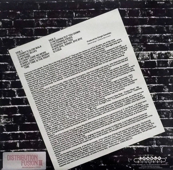 The Animals With Sonny Boy Williamson (2) : The Animals With Sonny Boy Williamson (LP, Album)