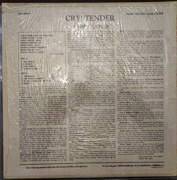 Yusef Lateef : Cry! Tender (LP, Album, Mono, RE)