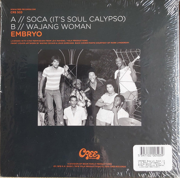 Embryo (11) : Soca (It's Soul Calypso) (7", Ltd)