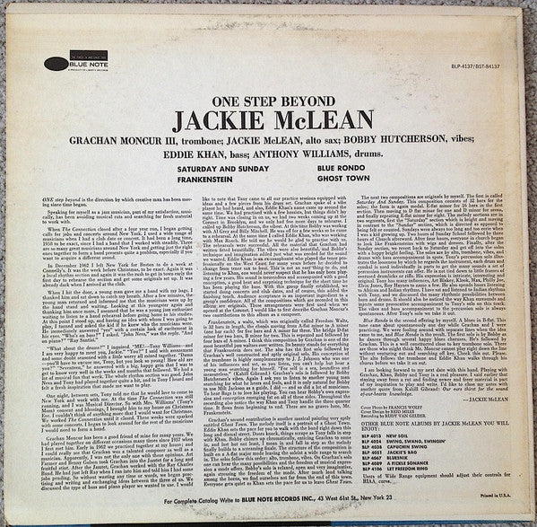 Jackie McLean : One Step Beyond (LP, Album, RE)
