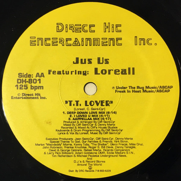 Jus Us Featuring: Loreall : T.T. Lover (12")