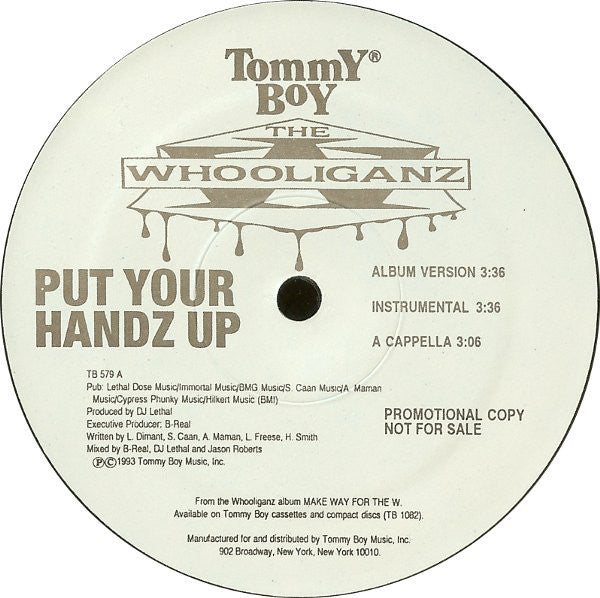 The Whooliganz : Put Your Handz Up (12", Promo)