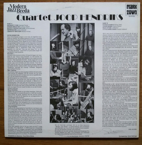 Joop Hendriks Quartet : Featuring: Peter Grimston  (LP, Album, Mono)