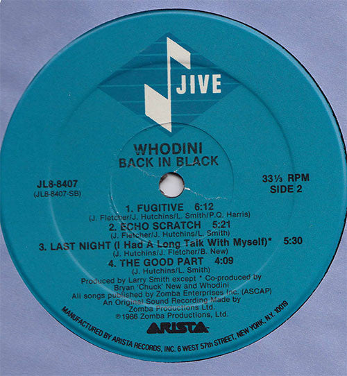 Whodini : Back In Black (LP, Album)