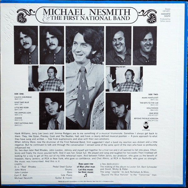 Michael Nesmith & The First National Band : Magnetic South (LP, Album, Ind)