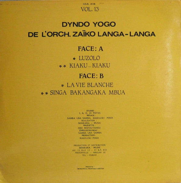 Dyndo Yogo De L'Orch. Zaïko Langa-Langa* : Vol. 13 - Luzolo (LP, Album)