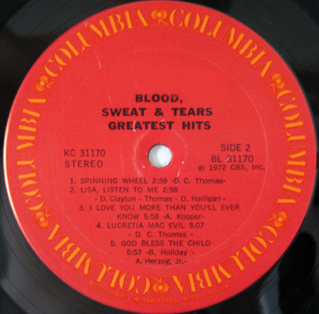 Blood, Sweat & Tears* : Blood, Sweat & Tears Greatest Hits (LP, Comp, Pit)