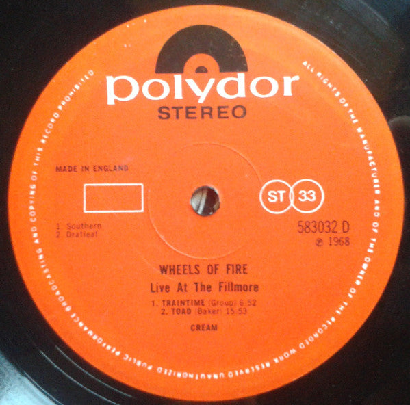 Cream (2) : Wheels Of Fire (2xLP, Album)