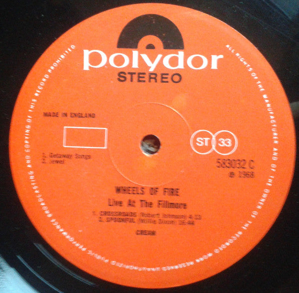 Cream (2) : Wheels Of Fire (2xLP, Album)